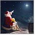 Crime Crusher Series Christmas Box Set #2: Episode #6: Santa's Super Christmas Dream. Santa sits on a rooftop with one arm around a little girl and the other pointing at the north star.